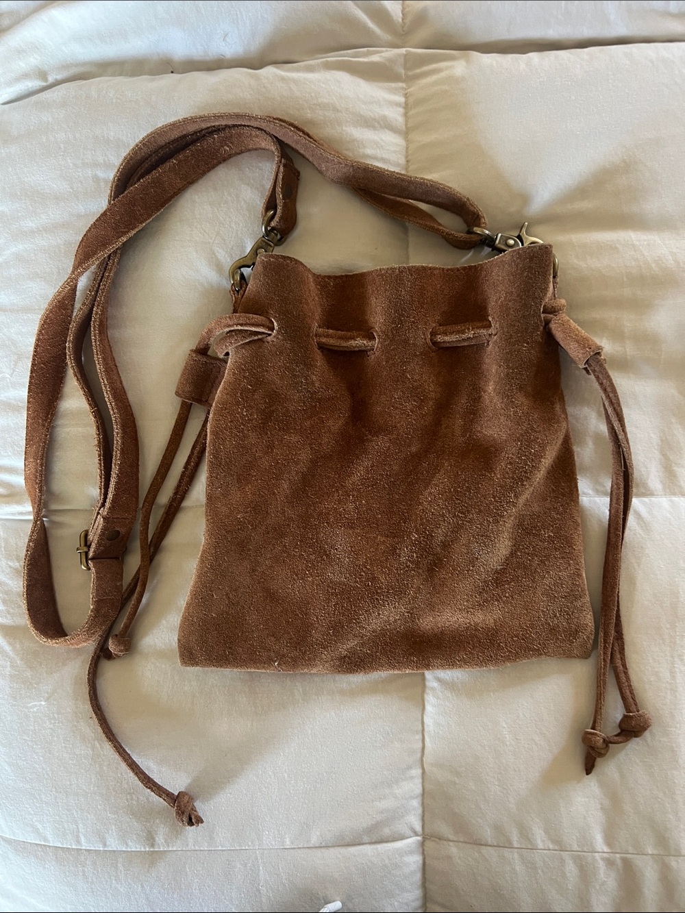 Free People Suede Drawstring Crossbody Bag - Brown